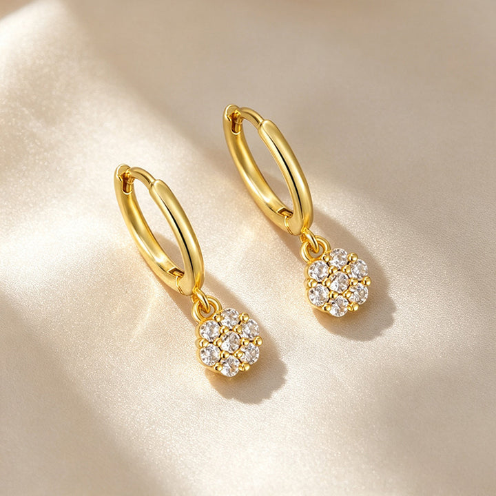 Round Cluster Charm Huggie Hoop Earring