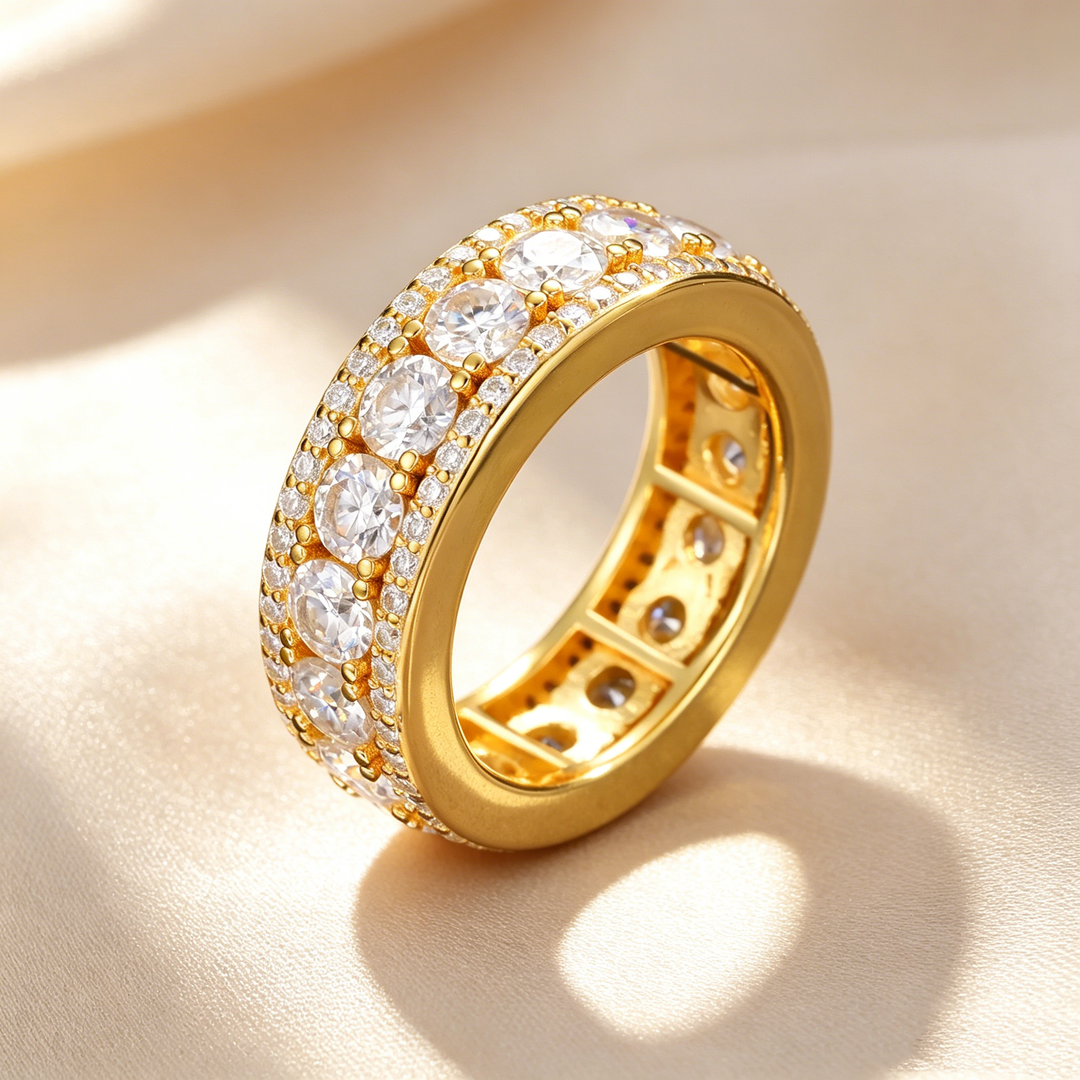 Three-Row Full Paved Eternity Ring