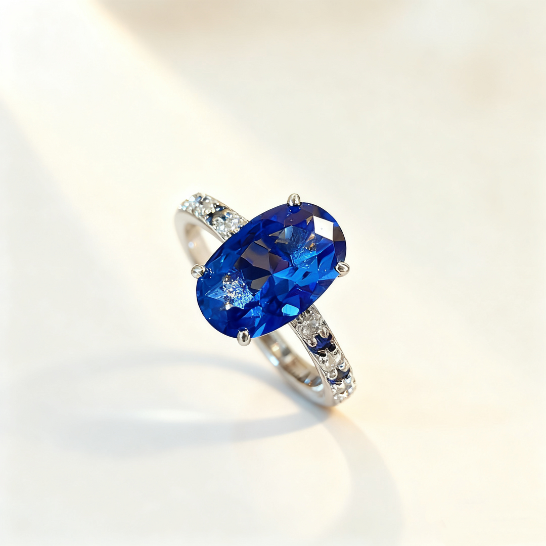 Ruby &amp; Sapphire Pavé Ring Set