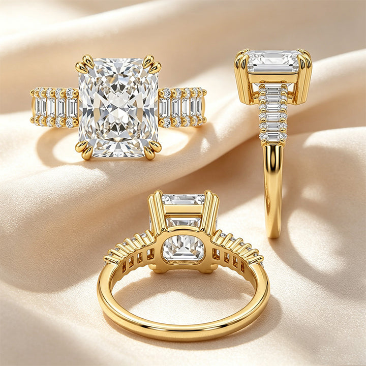 Ice‑Cut Side Baguette Accent Ring