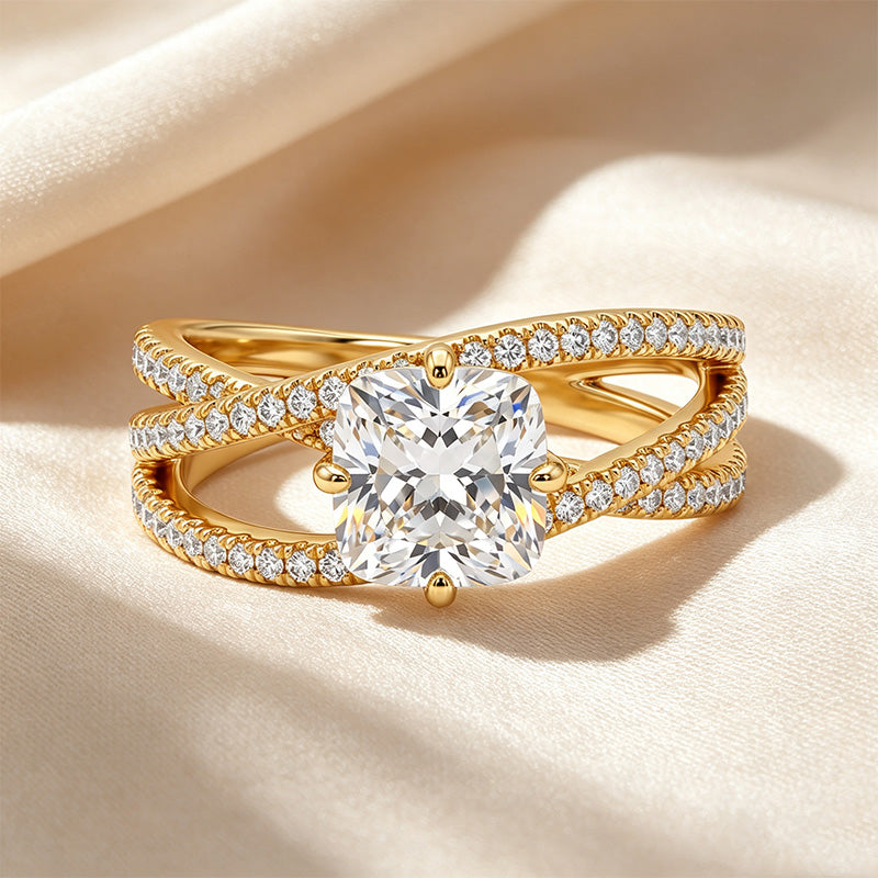 Crisscross Pavé Moissanite Ring