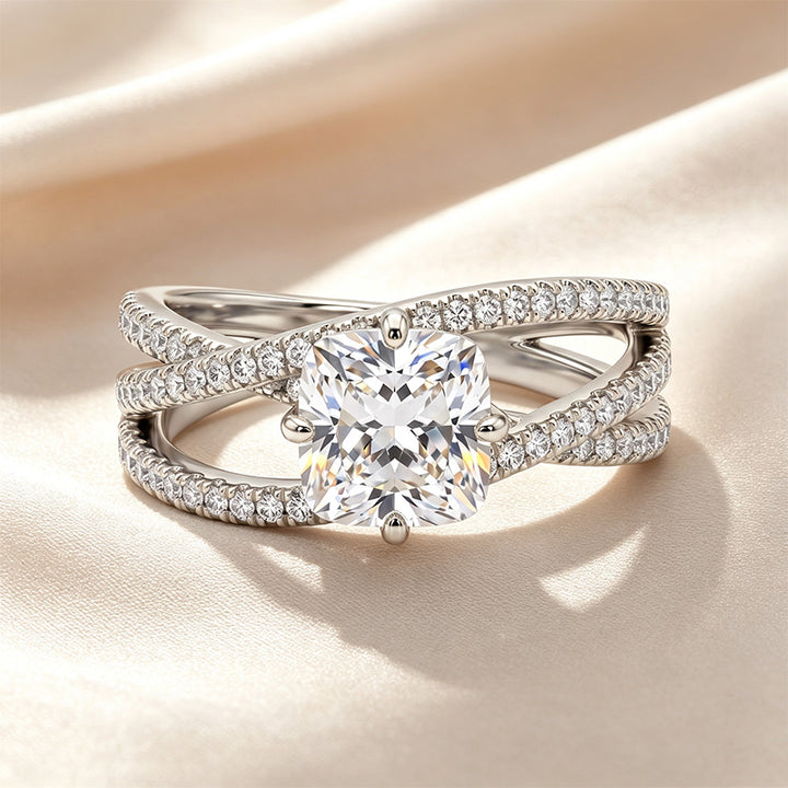 Crisscross Pavé Moissanite Ring