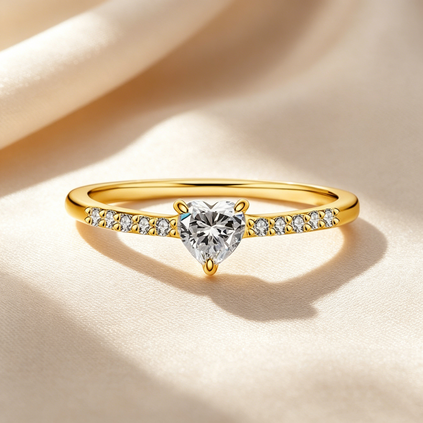 Stackable Heart Moissanite Ring Set