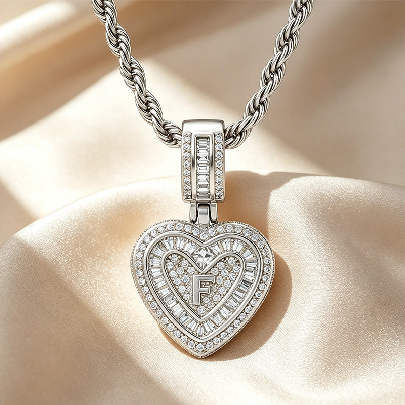 Initial Double Heart Pavé Necklace