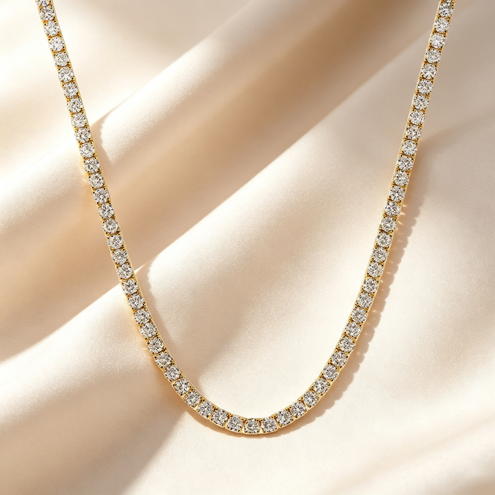 Four-Prong Round Cut Tennis Necklace