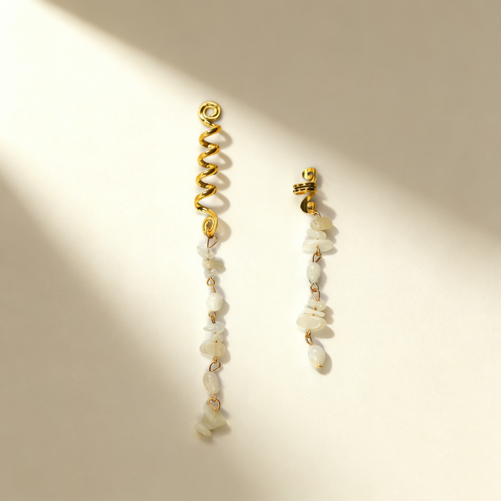 Natural Gemstone Pendant Spiral Hair Ring