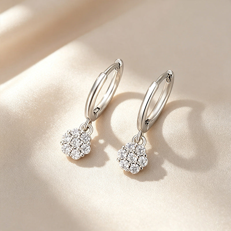 Round Cluster Charm Huggie Hoop Earring