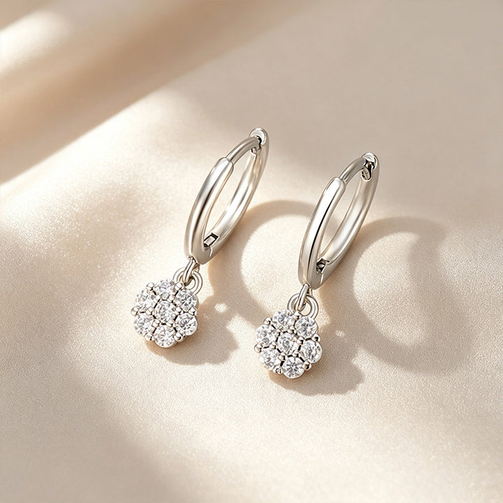 Round Cluster Charm Huggie Hoop Earring