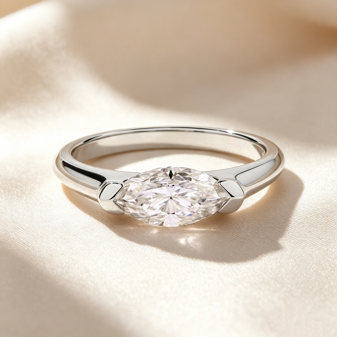 Marquise Solitaire Moissanite Ring
