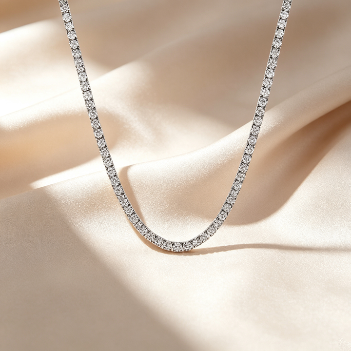 Four-Prong Round Cut Tennis Necklace