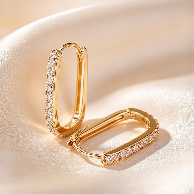 U-Shaped Pavé Hoop Earrings