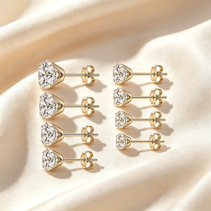 Classic Moissanite Solitaire Stud Earrings