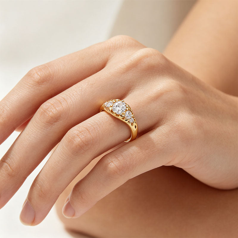 Round Multi-Stone Half Band Ring