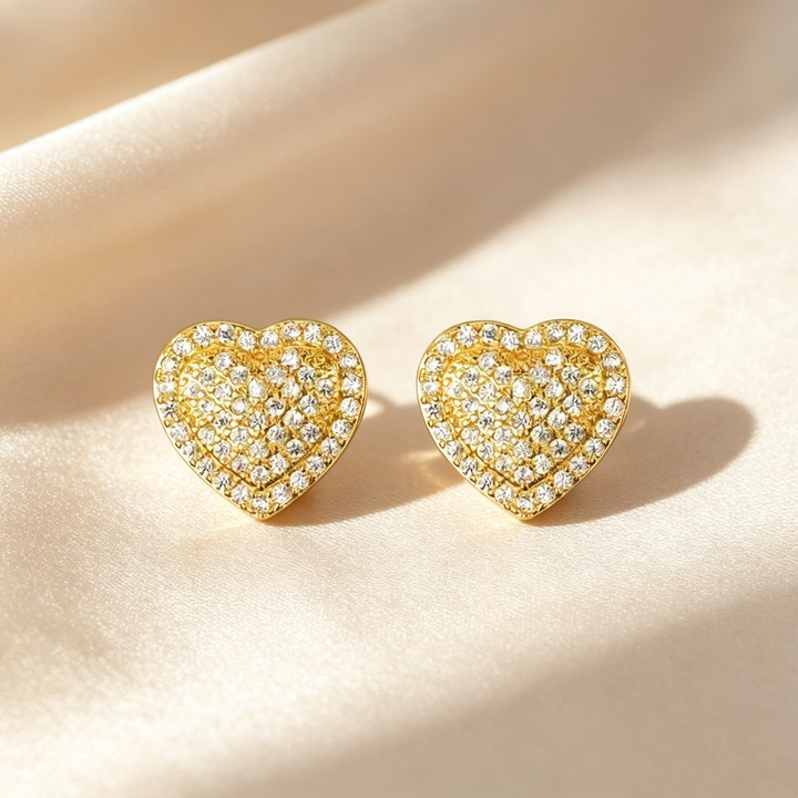 Double Heart Pavé Necklace &amp; Earrings
