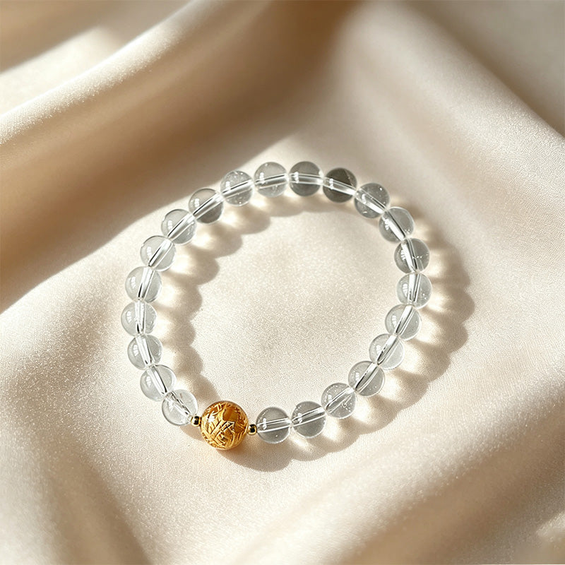Clear Quartz &amp; Black Onyx Beaded Bracelet Collection