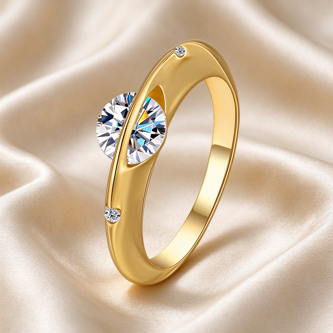 Rotatable Two-Tone Floating Moissanite Ring