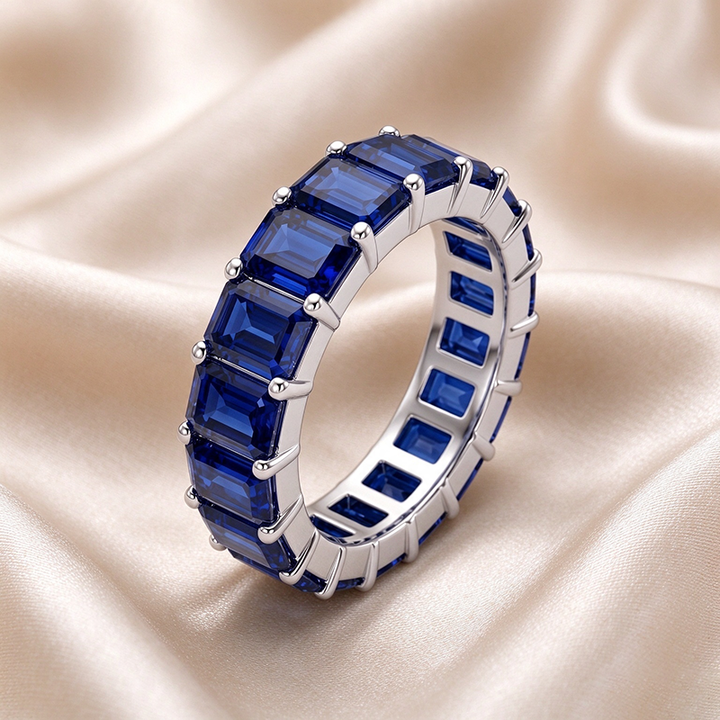 Emerald Cut Full Eternity Band Collection