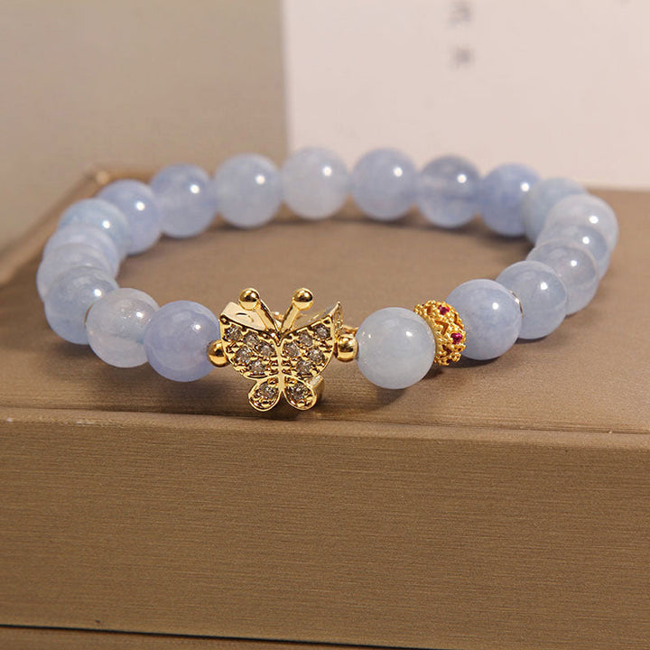 Exquisite diamond butterfly natural crystal bracelet