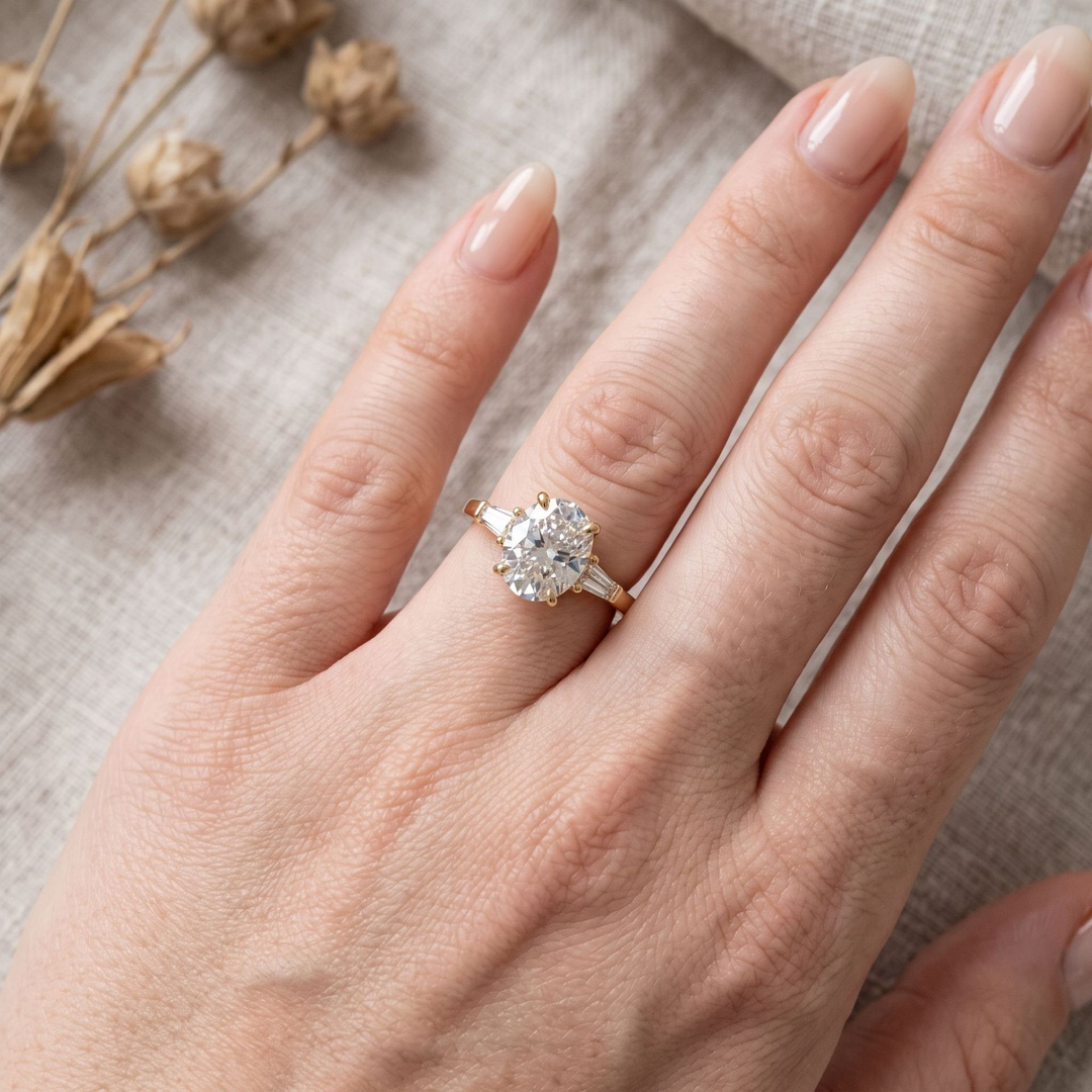 Oval Tapered Baguette Accent Ring