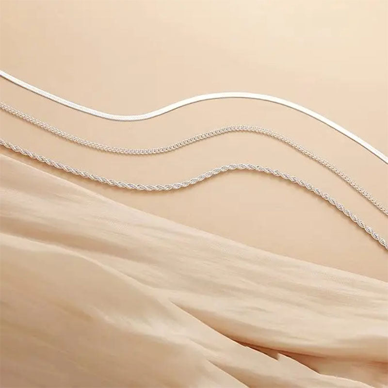 Minimalist Herringbone &amp; Snake Chain Layered Necklace
