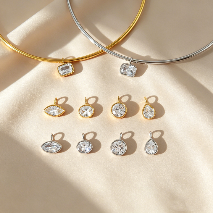 Full Moon Star Diamond Teardrop Necklace