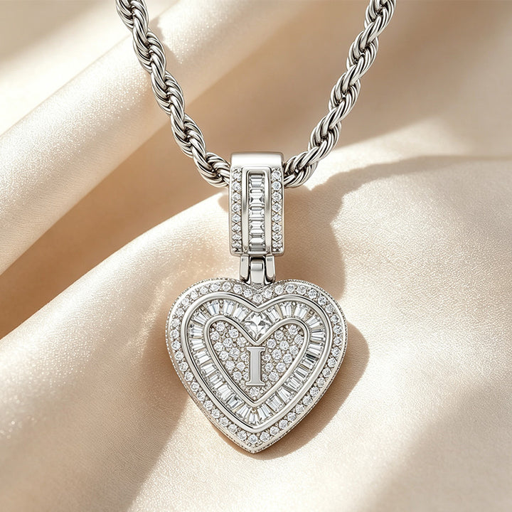 Initial Double Heart Pavé Necklace