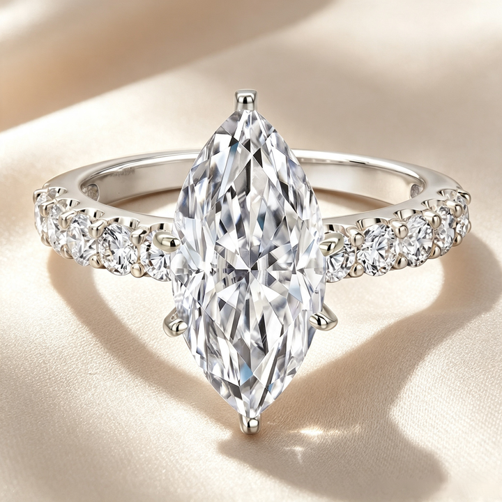 Marquise Six-Prong Pavé Band Ring