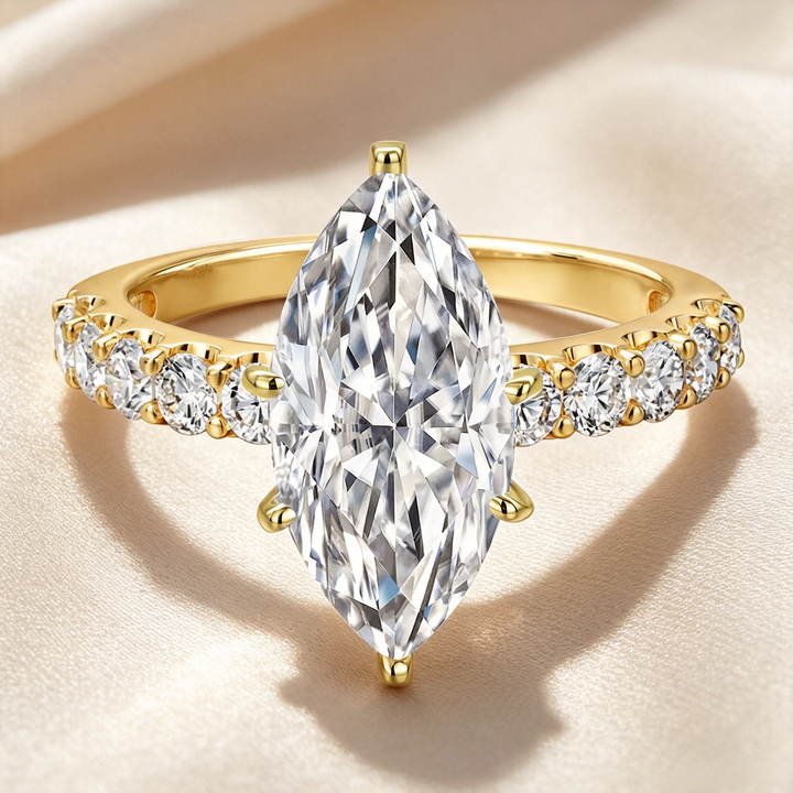 Marquise Six-Prong Pavé Band Ring