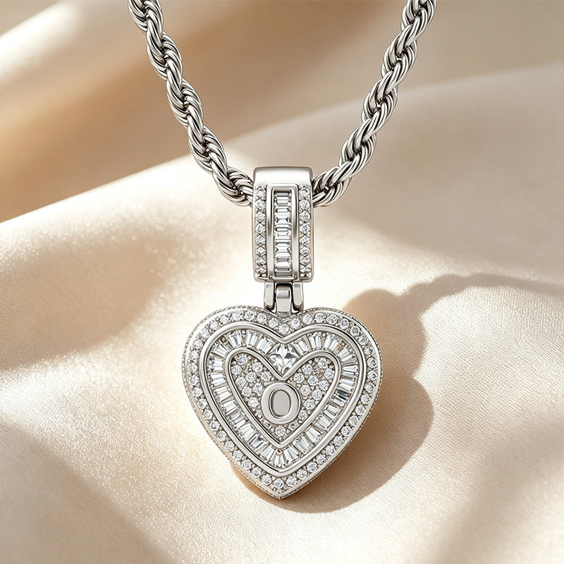 Initial Double Heart Pavé Necklace