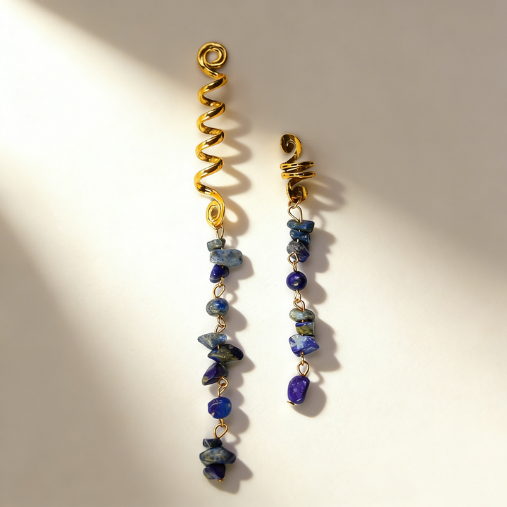 Natural Gemstone Pendant Spiral Hair Ring