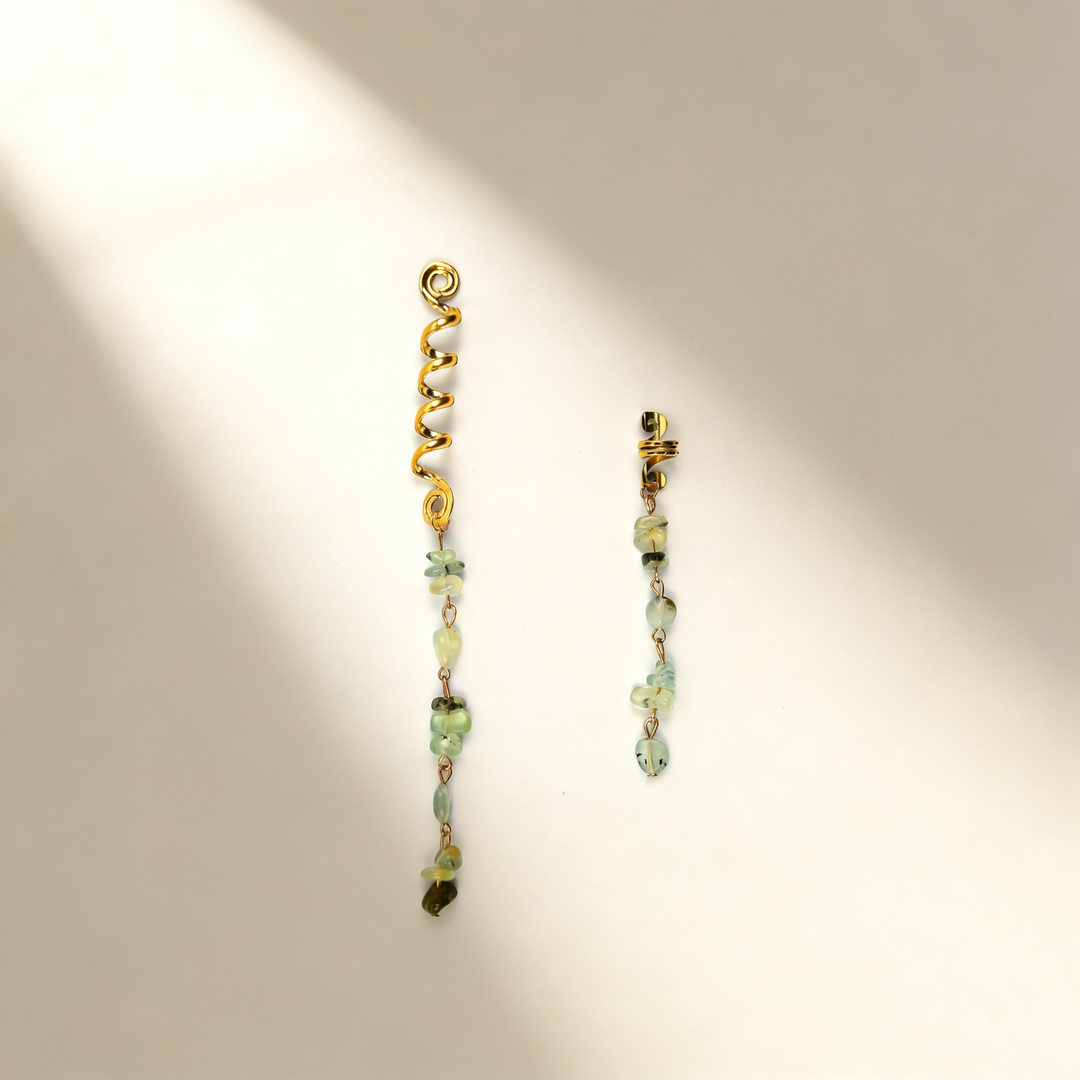 Natural Gemstone Pendant Spiral Hair Ring