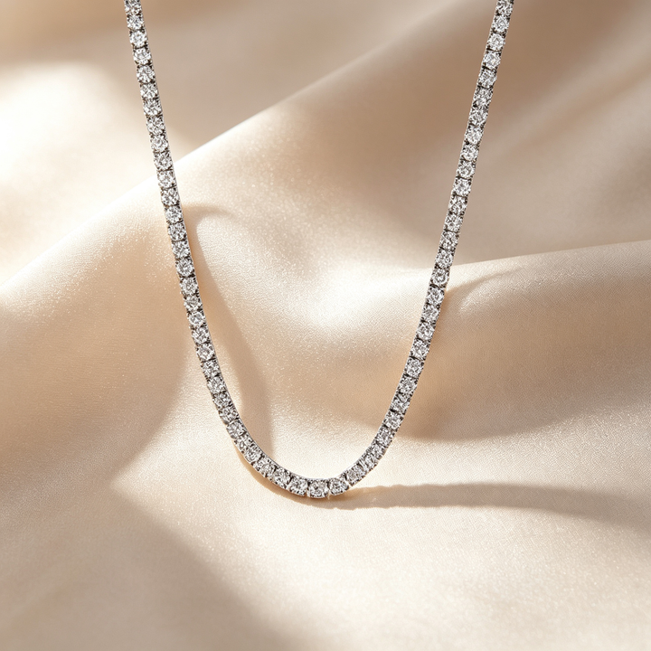 Four-Prong Round Cut Tennis Necklace