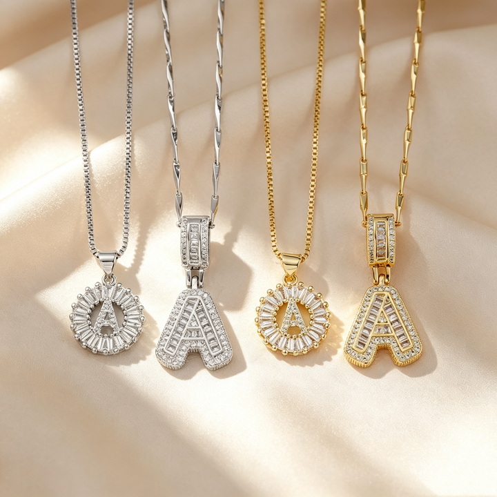 Iced-Out Initial Pendant Necklace