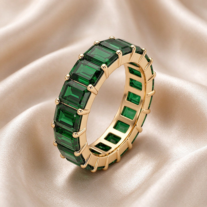 Emerald Cut Full Eternity Band Collection