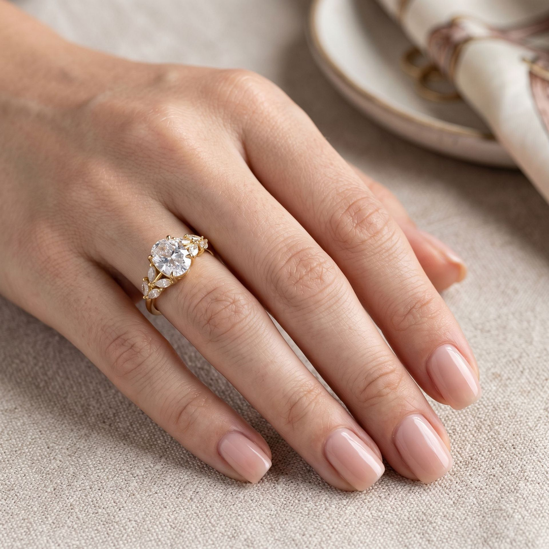 Oval Marquise Side Stone Ring