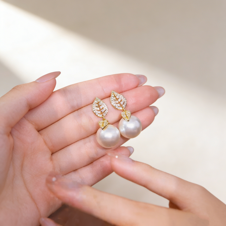 Leaf &amp; Pearl Earrings