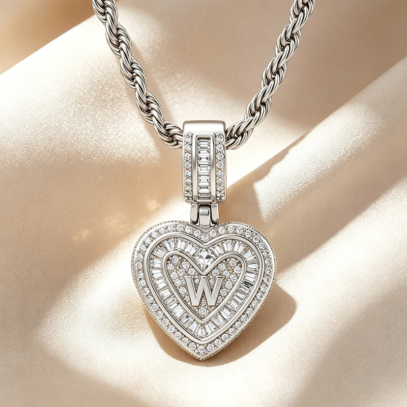 Initial Double Heart Pavé Necklace