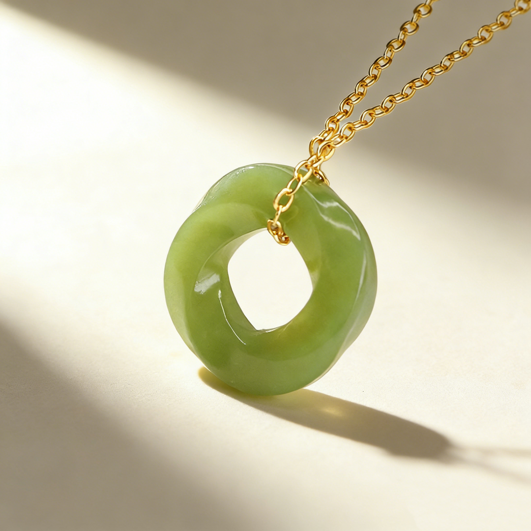 Jade Donut Pendant Necklace