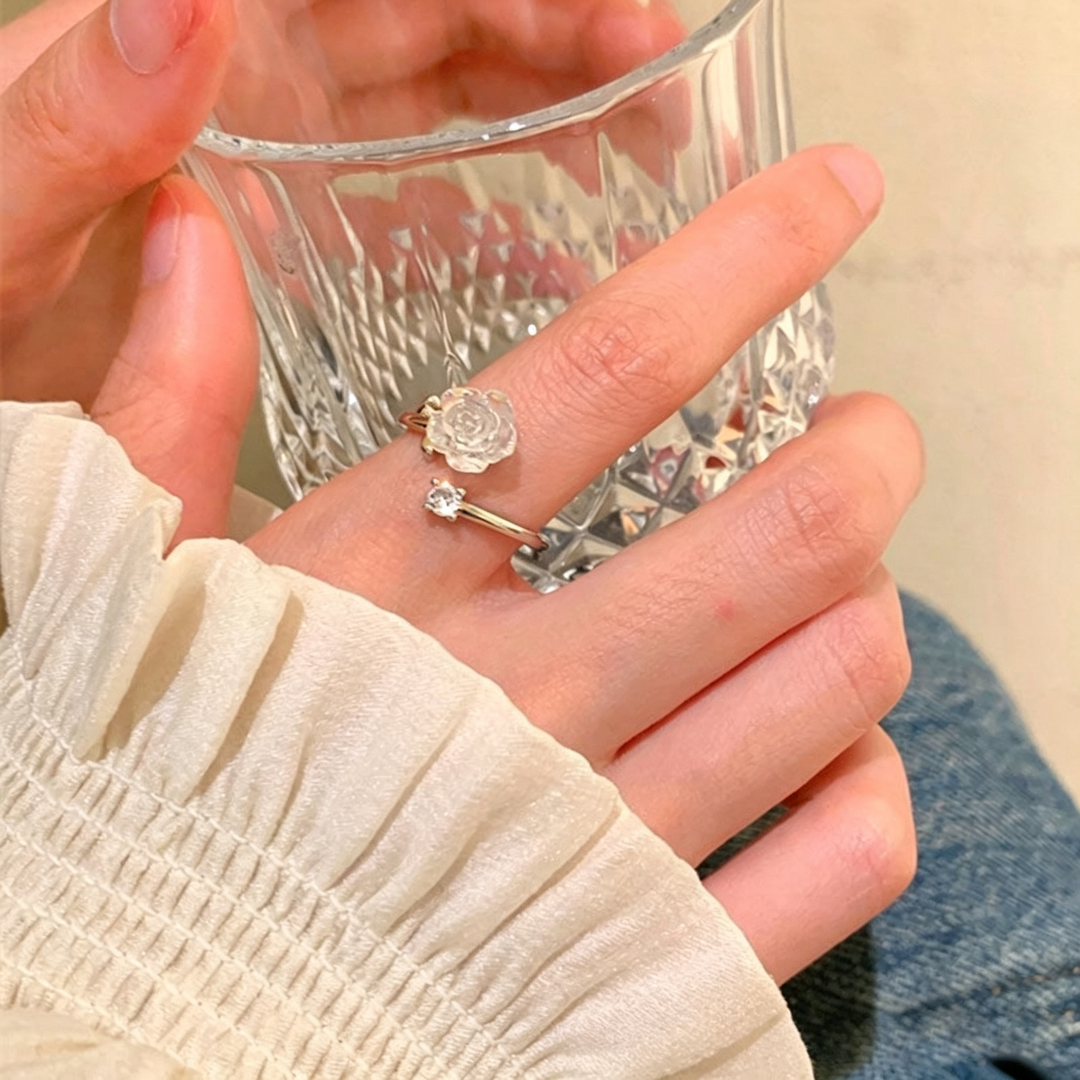 Camellia Stackable Two‑Piece Open Ring Set