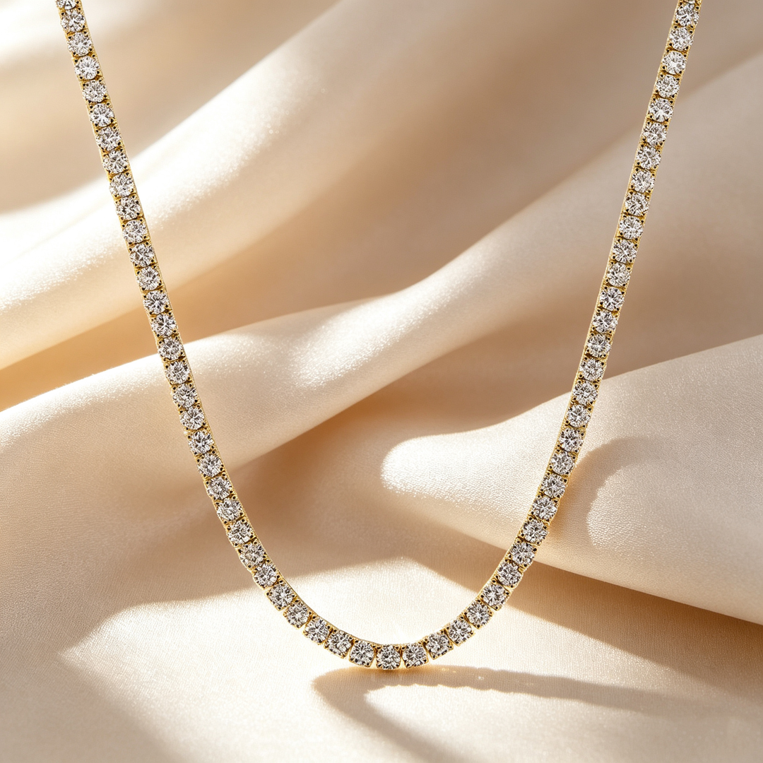 Four-Prong Round Cut Tennis Necklace