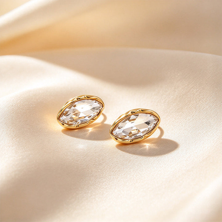 Marquise Bezel Set Moissanite Stud Earrings