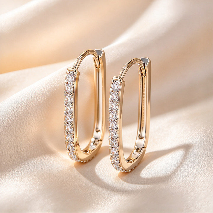 U-Shaped Pavé Hoop Earrings
