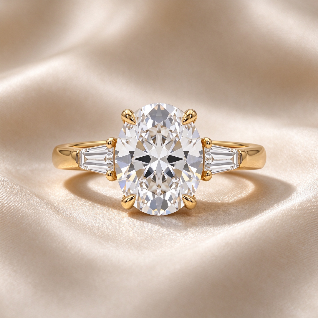 Oval Tapered Baguette Accent Ring