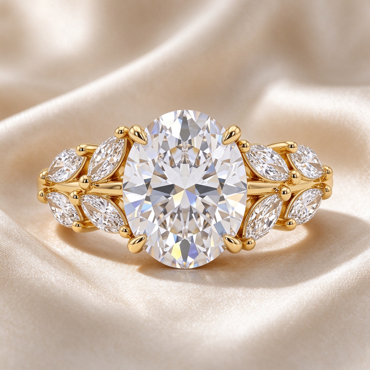Oval Marquise Side Stone Ring