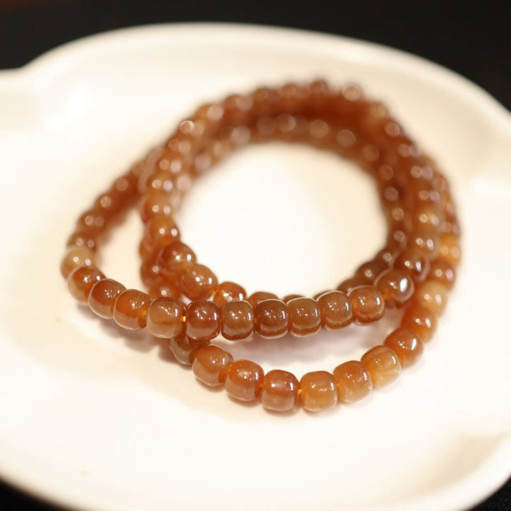 Sugar Round Bead Natural Agate Bracelet