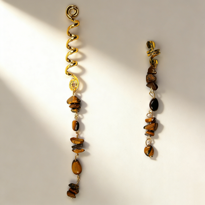 Natural Gemstone Pendant Spiral Hair Ring