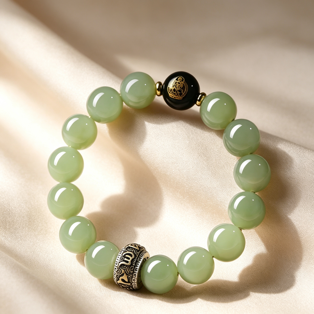 Hetian Jade Zodiac Guardian Beaded Bracelet