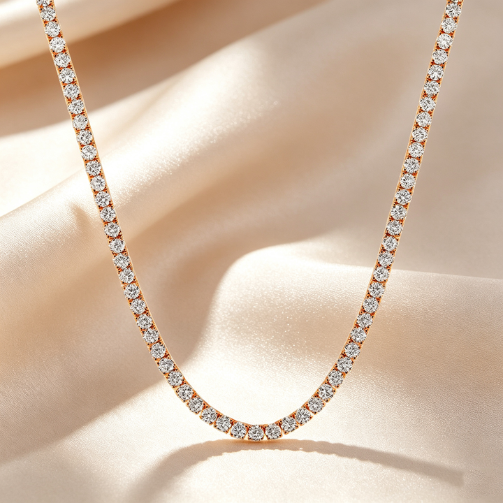Four-Prong Round Cut Tennis Necklace