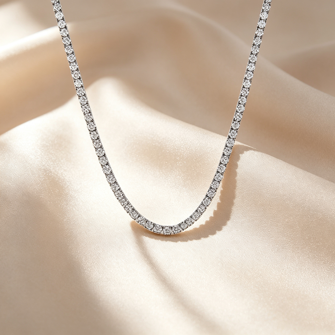 Four-Prong Round Cut Tennis Necklace