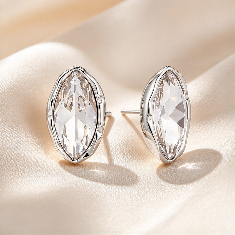 Marquise Bezel Set Moissanite Stud Earrings